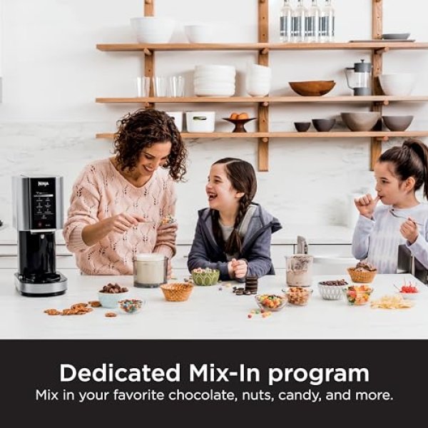 Ninja NC301 CREAMi Ice Cream Maker, for Gelato, Mix-ins, Milkshakes, Sorbet, Smoothie Bowls & More, 7 One-Touch Programs, with (2) Pint Containers & Lids, Compact Size, Perfect for Kids, Silver - Image 6