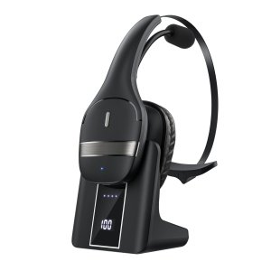Gixxted V5.3 Wireless PC Headset with Mic - 130H Playtime, LED Display, Noise Canceling, Mute Button