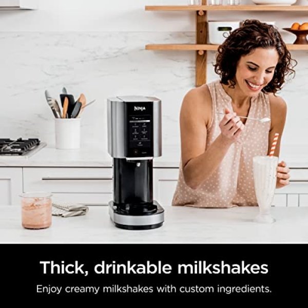 Ninja NC301 CREAMi Ice Cream Maker, for Gelato, Mix-ins, Milkshakes, Sorbet, Smoothie Bowls & More, 7 One-Touch Programs, with (2) Pint Containers & Lids, Compact Size, Perfect for Kids, Silver - Image 7