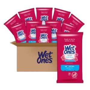 Wet Ones Antibacterial Hand Wipes | Travel Wipes Case, 20 ct Travel Size (30 pack)