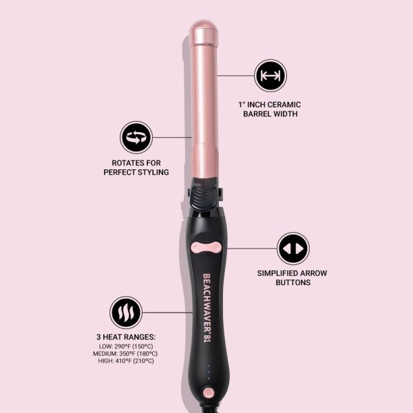 The Beachwaver Co. B1 Rotating Curling Iron - Automatic 1" Ceramic Curling Iron - Easy-to-Use Spinning Wand for Long-Lasting Waves, Auto-Shut Off, Travel-Friendly, Dual Voltage (BW160), Midnight Rose - Image 3