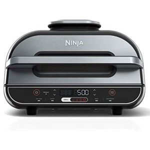 Ninja Foodi 5 In 1 Indoor Grill and Air Fryer with Surround Searing, Removable Grill Gate, Crisper Basket, Cooking Pot, and Smoke Control System