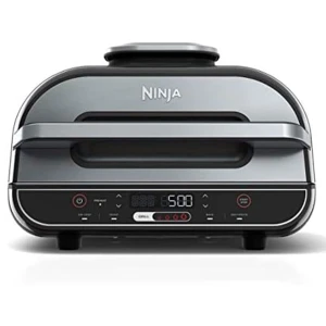 Ninja Foodi 5 In 1 Indoor Grill and Air Fryer with Surround Searing, Removable Grill Gate, Crisper Basket, Cooking Pot, and Smoke Control System