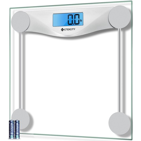 Etekcity Digital Body Weight Bathroom Scale, Large Blue LCD Backlight Display, High Precision Measurements,6mm Tempered Glass, 400 Pounds