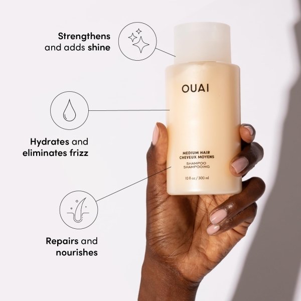 OUAI Medium Shampoo and Conditioner Set - Sulfate Free Shampoo and Conditioner for Medium Hair - Made with Keratin, Shea Butter & Avocado Oil - Free of Parabens & Phthalates (10 Fl Oz) - Image 9