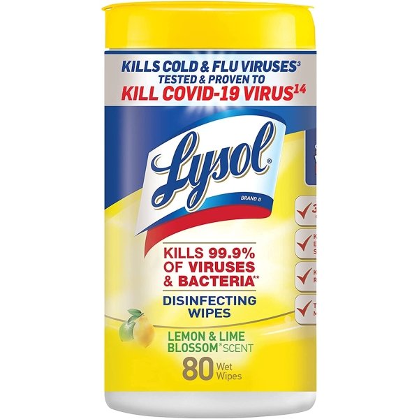 Lysol Disinfecting Wipes, Lemon and Lime Blossom, 80 Count (Pack of 6)