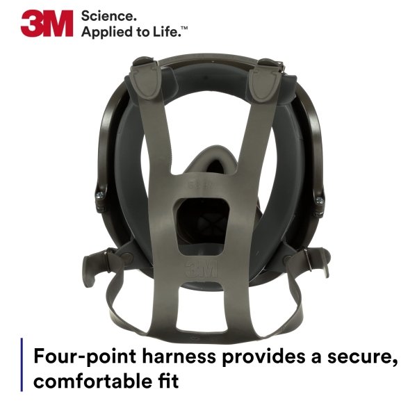 3M Full Facepiece Reusable Respirator 6800, NIOSH, Large Lens, ANSI High Impact Eye Protection, Silicone Face Seal, Four-Point Harness, Comfortable Fit, Painting, Dust, Chemicals, Medium - Image 8