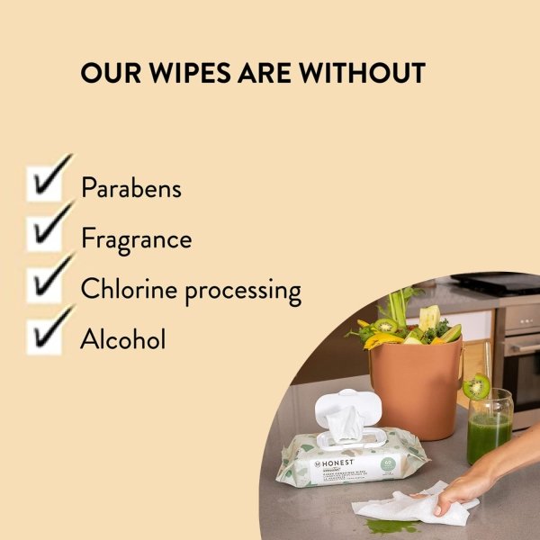 The Honest Company Clean Conscious Multi-Use Wipes | Hypoallergenic + Unscented for Sensitive Skin | Over 99% Water, Compostable, Plant Based, Baby Wipes | Rose Blossom, 576 Count - Image 4