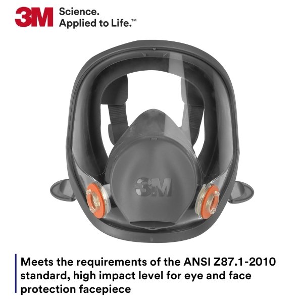 3M Full Facepiece Reusable Respirator 6800, NIOSH, Large Lens, ANSI High Impact Eye Protection, Silicone Face Seal, Four-Point Harness, Comfortable Fit, Painting, Dust, Chemicals, Medium - Image 6