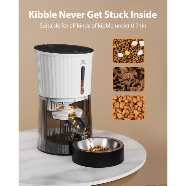 Petory Timed Automatic Cat Feeders - 4L Programable Dry Food Dispenser for Cats and Small Medium Dogs 6 Meals with Desiccant Bag Dual Power Supply 10S Voice Recorder - Image 3