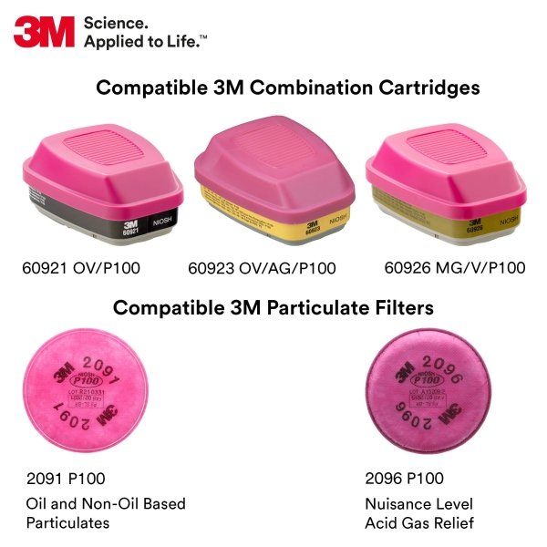 3M Full Facepiece Reusable Respirator 6800, NIOSH, Large Lens, ANSI High Impact Eye Protection, Silicone Face Seal, Four-Point Harness, Comfortable Fit, Painting, Dust, Chemicals, Medium - Image 3