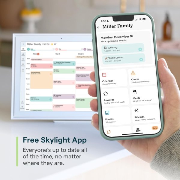 Skylight Calendar: 15-inch Wall Planner Digital Calendar & Chore Chart, Smart Touchscreen Interactive Display for Family Schedules – Wall Mount Included, Great for Organizing Your 2025 Calendar - Image 7