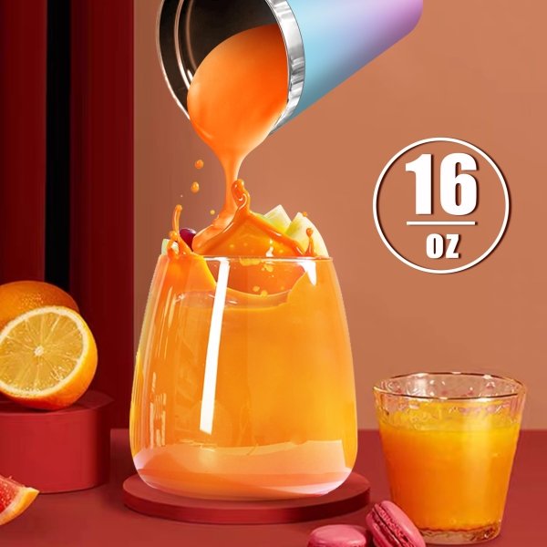 Wamife Portable Blender 16oz personal blender-Portable Blender for Shakes and Smoothies,USB-C Rechargeable,Durable Stainless Steel Blades for Powerful Blending Performance,for office gym-Cotton Candy - Image 7