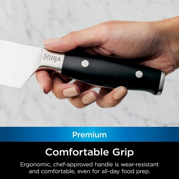 Ninja K32003 Foodi NeverDull System 3-Piece Chef Knife, Utility & Paring Set, Premium, German Stainless Steel, Black - Image 2