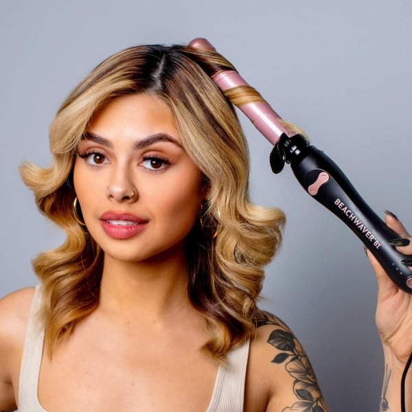 The Beachwaver Co. B1 Rotating Curling Iron - Automatic 1" Ceramic Curling Iron - Easy-to-Use Spinning Wand for Long-Lasting Waves, Auto-Shut Off, Travel-Friendly, Dual Voltage (BW160), Midnight Rose - Image 5