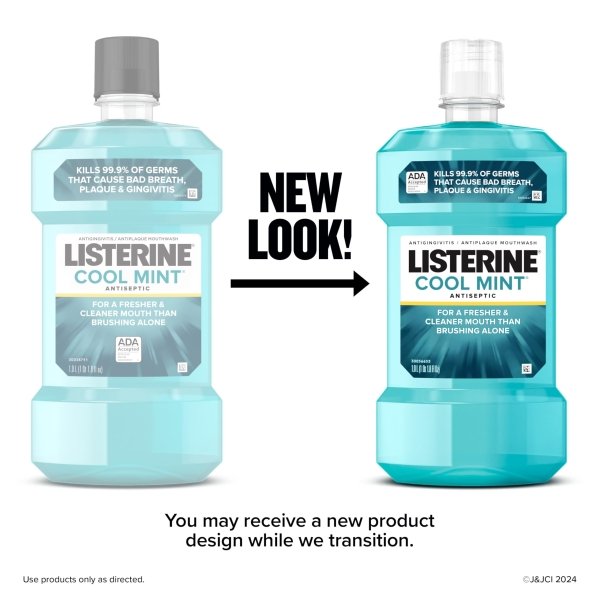 Listerine Cool Mint Antiseptic Mouthwash to Kill 99% of Germs That Cause Bad Breath, Plaque and Gingivitis, Cool Mint Flavor, 1 L 2-Pack - Image 8