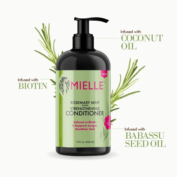 Mielle - Rosemary Mint - Biotin Infused - Encourages Growth Hair Products for Stronger and Healthier Hair - Shampoo & New Conditioner Styling Bundle Set 2 PCS - Image 4