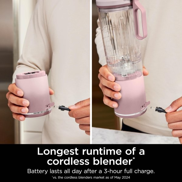 Ninja Blast Max, Portable Blender + Twist & Go, Personal Smoothie, Blend, Ice Crush, 3 Programs, Cordless, 22 oz removable Vessel, Dishwasher Safe, Leakproof, Pink, BC251PK - Image 10