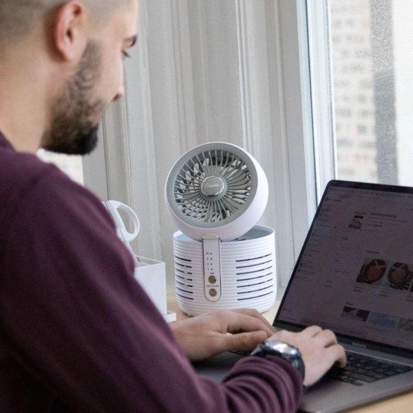 Crane 2-in-1 Air Purifier and Desk Fan, Fan and Air Purifier Combo, Ideal Office Desk Fan, Night Stand Fan, or Mini Fan For Dorm, Small Bedroom Fan, Small HEPA Air Purifier, Small Fan For Desk - Image 5