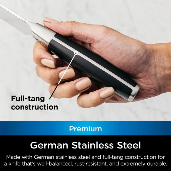 Ninja K32003 Foodi NeverDull System 3-Piece Chef Knife, Utility & Paring Set, Premium, German Stainless Steel, Black - Image 3