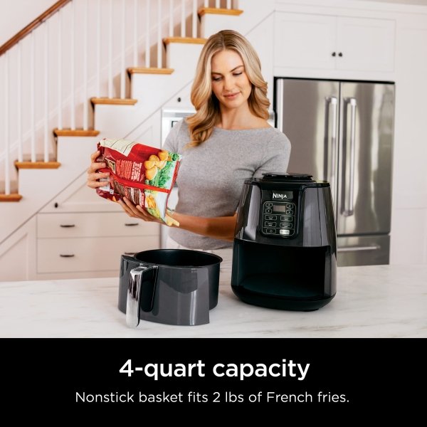 Ninja Air Fryer, Roast, Bake, Air Fry, Roast, Broil, Reheats, & Dehydrates, 4-in-1, Fries, Frozen Food, Veggies, and Juicy Meat, Less Oil, Easy Meals, Healthy Meals, Compact, 4 QT, Grey, AF101 - Image 9
