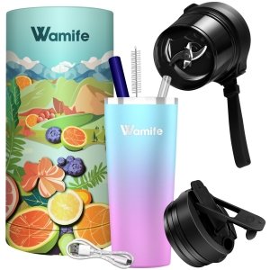Wamife Portable Blender 16oz personal blender-Portable Blender for Shakes and Smoothies,USB-C Rechargeable,Durable Stainless Steel Blades for Powerful Blending Performance,for office gym-Cotton Candy