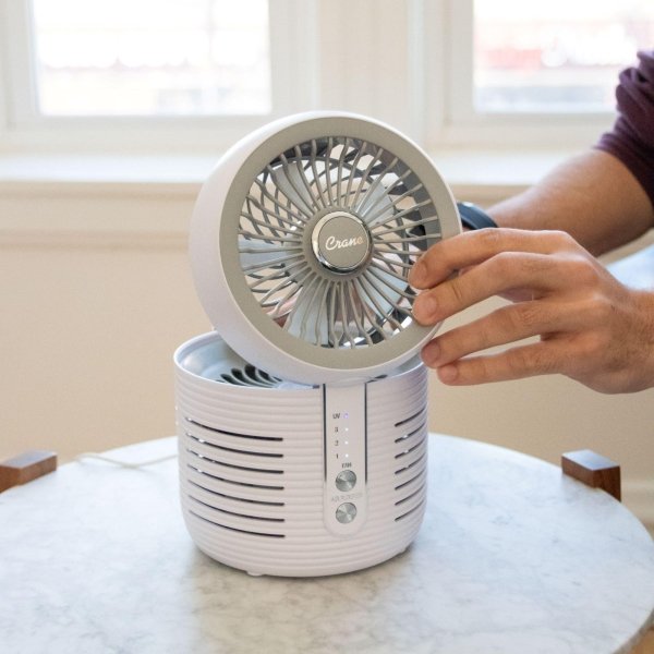 Crane 2-in-1 Air Purifier and Desk Fan, Fan and Air Purifier Combo, Ideal Office Desk Fan, Night Stand Fan, or Mini Fan For Dorm, Small Bedroom Fan, Small HEPA Air Purifier, Small Fan For Desk - Image 3