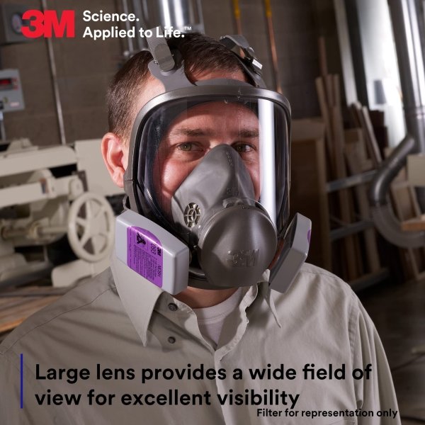 3M Full Facepiece Reusable Respirator 6800, NIOSH, Large Lens, ANSI High Impact Eye Protection, Silicone Face Seal, Four-Point Harness, Comfortable Fit, Painting, Dust, Chemicals, Medium - Image 7