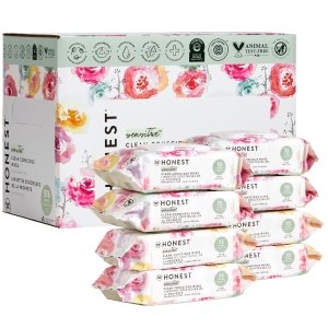 The Honest Company Clean Conscious Multi-Use Wipes | Hypoallergenic + Unscented for Sensitive Skin | Over 99% Water, Compostable, Plant Based, Baby Wipes | Rose Blossom, 576 Count
