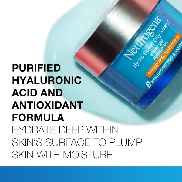 Neutrogena Hydro Boost City Shield Water Gel Face Moisturizer with Broad Spectrum SPF 25, Hydrating Facial Sunscreen with Hyaluronic Acid, Oil-Free and Non-Comedogenic Face Lotion, 1.7 oz - Image 8