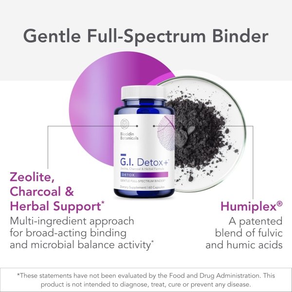 Biocidin G.I. Detox+ Activated Charcoal Binder & Zeolite Detox Supplements with Silica - Helps Bind & Clear Toxins - Supports Full Body Cleansing and May Reduce Bloating (60 Capsules) - Image 8