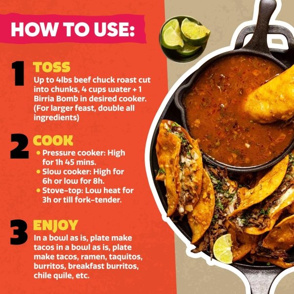 EZ Bombs Birria Bomb Seasoning, Pack of 2 – Authentic Mexican Spice Mix for Tacos, Burritos, Nachos, and Quesadillas – Made with Real Chiles, Herbs, and Spices for Quick and Flavorful Meals - Image 6