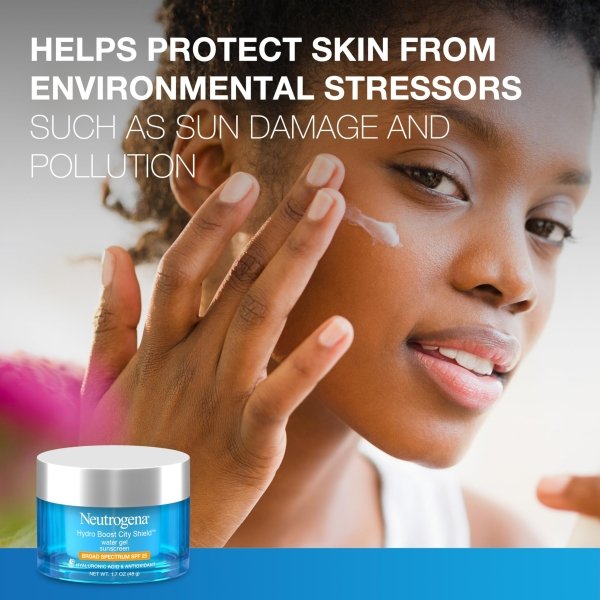 Neutrogena Hydro Boost City Shield Water Gel Face Moisturizer with Broad Spectrum SPF 25, Hydrating Facial Sunscreen with Hyaluronic Acid, Oil-Free and Non-Comedogenic Face Lotion, 1.7 oz - Image 7