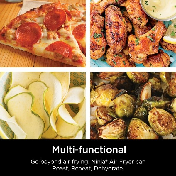 Ninja Air Fryer, Roast, Bake, Air Fry, Roast, Broil, Reheats, & Dehydrates, 4-in-1, Fries, Frozen Food, Veggies, and Juicy Meat, Less Oil, Easy Meals, Healthy Meals, Compact, 4 QT, Grey, AF101 - Image 7