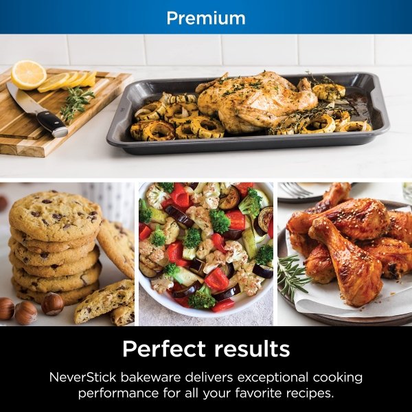 Ninja B35005 Foodi NeverStick Premium 5-Piece Bakeware Sheet Set, Oven Safe up to 500⁰F, with 11x17 Inch Baking Sheet, 5x9 Inch Loaf Pan, 12 Cup Muffin Pan, & (2) 9 Inch Round Cake Pans, Grey - Image 7