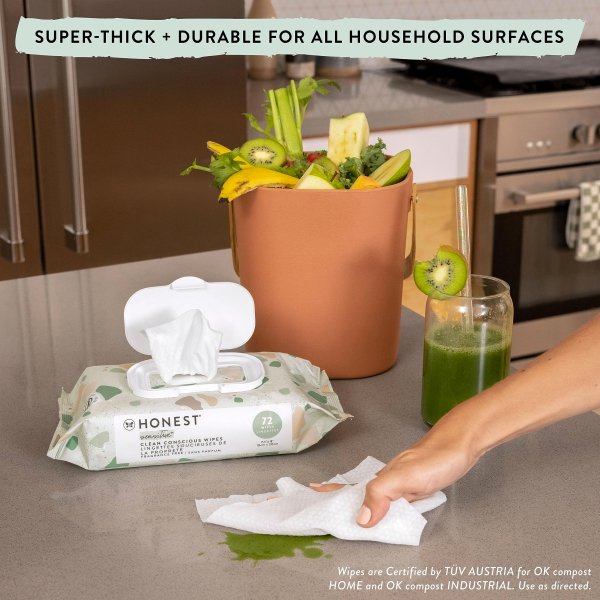 The Honest Company Clean Conscious Multi-Use Wipes | Hypoallergenic + Unscented for Sensitive Skin | Over 99% Water, Compostable, Plant Based, Baby Wipes | Rose Blossom, 576 Count - Image 9