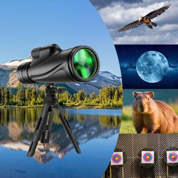 Monocular Telescope 80 x 100 High Powered Monoculars for Adults with Tripod, Monocular for Smartphone Suitable for Bird Watching Larger Vision Monoculars for Adults with BAK4 Prism & FMC Lens - Image 9