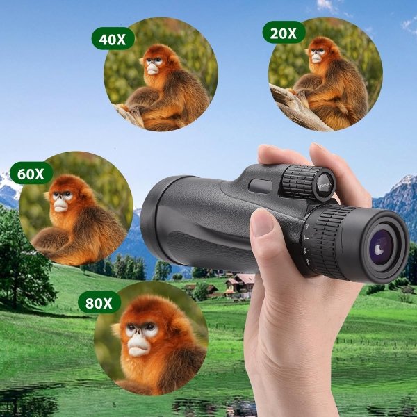 Monocular Telescope 80 x 100 High Powered Monoculars for Adults with Tripod, Monocular for Smartphone Suitable for Bird Watching Larger Vision Monoculars for Adults with BAK4 Prism & FMC Lens - Image 8