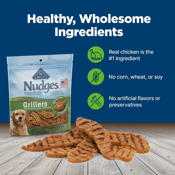 Blue Buffalo Nudges Grillers Natural Dog Treats, Made in the USA with Real Chicken, 16-oz Bag - Image 4