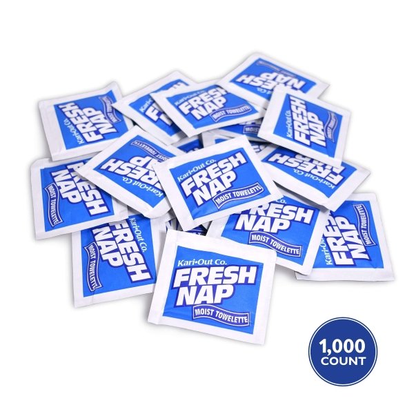 Fresh Nap Moist Towelettes Lemon Fragrance, 28"", Single Use, Individually Wrapped, Pack of 1000", Blue - Image 2